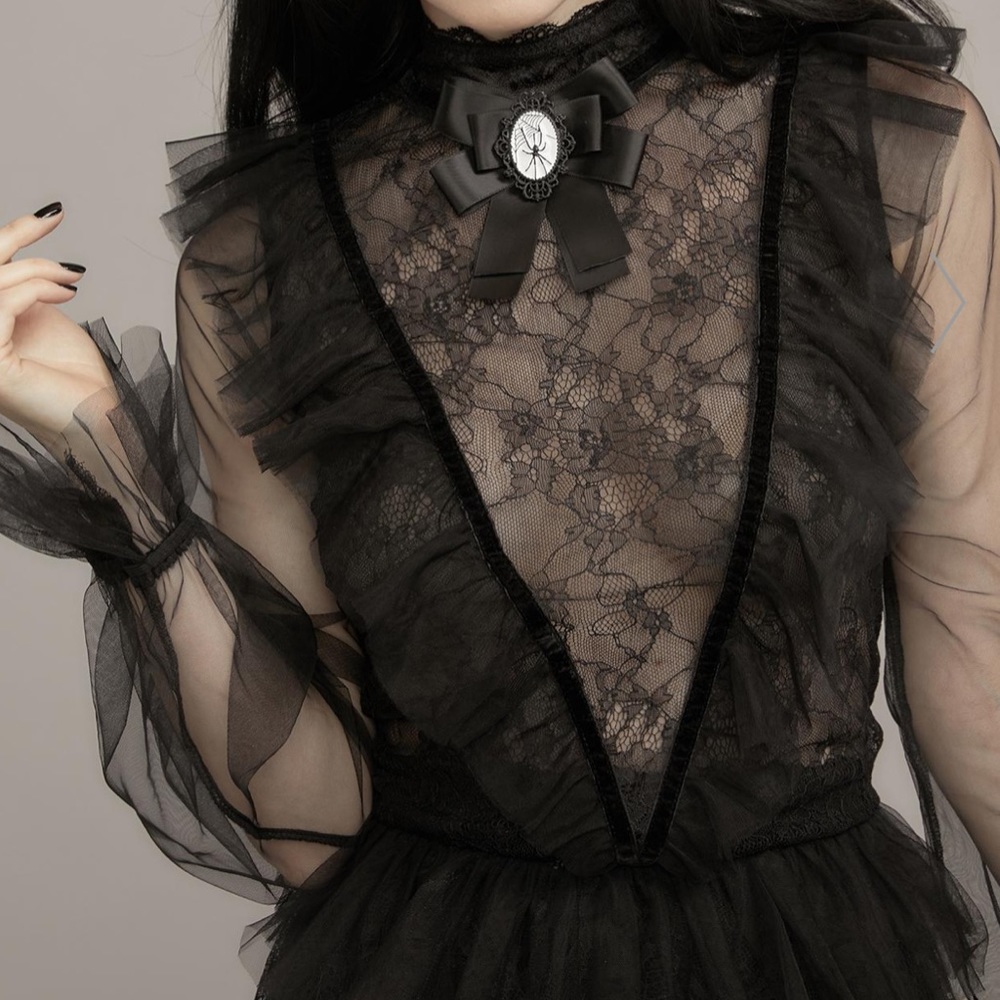 Black Lace Long Sleeved Gothic Shirt